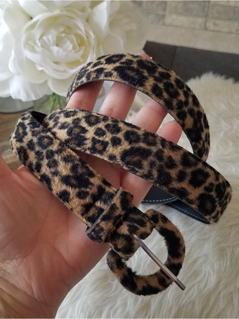 Black & Brown Animal Print Slim Belt